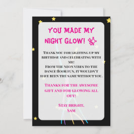 Teen Glow Party Thank You Card – Neon Nights Editi 招待状