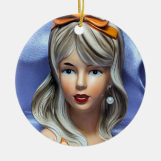 Teen Head Vase Orange Bow Mid Century Modern  セラミックオーナメント