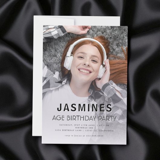 Teen modern photo  birthday party 招待状