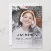 Teen modern photo  birthday party 招待状 (正面)