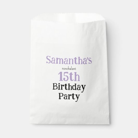 Teen Nonchalant Birthday Party Invitation フェイバーバッグ (正面)
