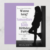 Teen Nonchalant Birthday Party Invitation 招待状 (正面/裏面)