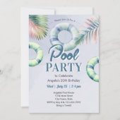 Teen Pool Party Birthday Invitation 招待状 (正面)