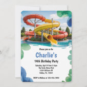 Teen Water Park Summer Birthday Party 招待状 (正面)