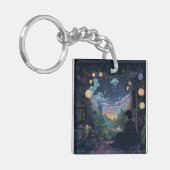 teenager sitting in his room lofi キーホルダー (正面左)