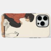 Teenager sitting on skateboard and next to his cat Case-Mate iPhoneケース (裏面 (横))