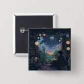 teenager sitting on window Lofi style relaxed 缶バッジ (正面&裏面)