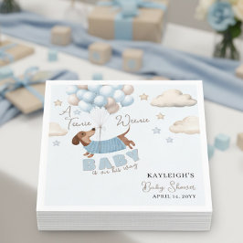 Teenie Weenie Dachshund Balloons Blue Baby Shower スタンダードカクテルナプキン