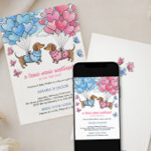Teenie Weenie Sweetheart Dachshund Gender Reveal 招待状