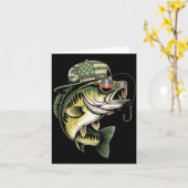 Teens boy camo bass fishing american flag fishing カード (黄色い花)