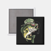 Teens boy camo bass fishing american flag fishing マグネット (正面/裏面)