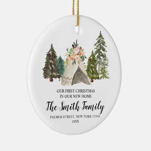 Teepee私たちの新しいホームオーナメントで最初のクリスマス セラミックオーナメント (右)