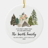 Teepee私たちの新しいホームオーナメントで最初のクリスマス セラミックオーナメント (正面)