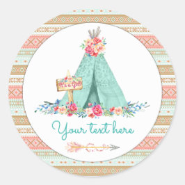 TeePee Boho Tribalお願いアステカギフトありがとう ラウンドシール