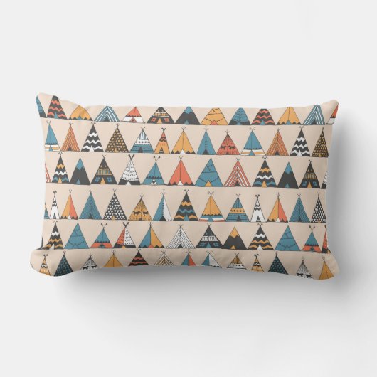 Teepee pattern. Wigwam native american summer tent ランバークッション (正面)