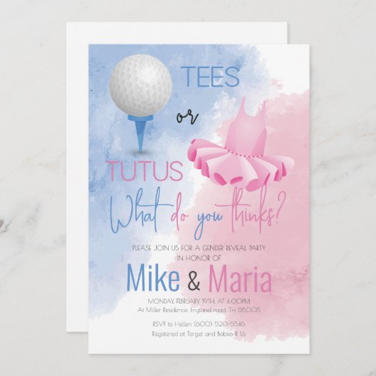 TeesまたはTutusの性別による招待の表示 シーズンカード (正面/裏面)