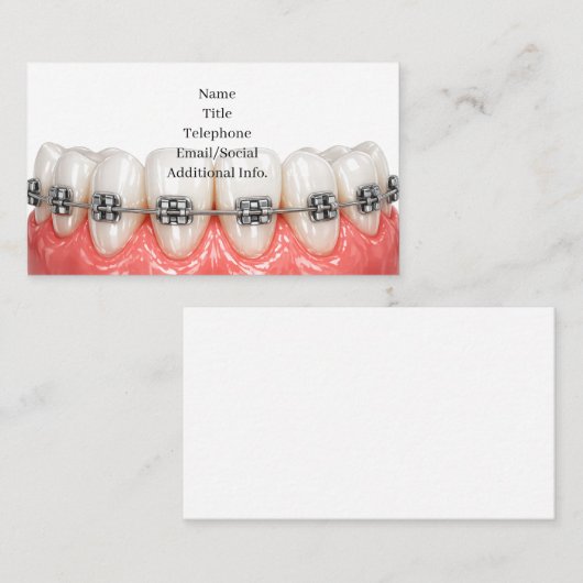 Teeth Braces Orthodontics Dentist Business Card 名刺 (正面/裏面)