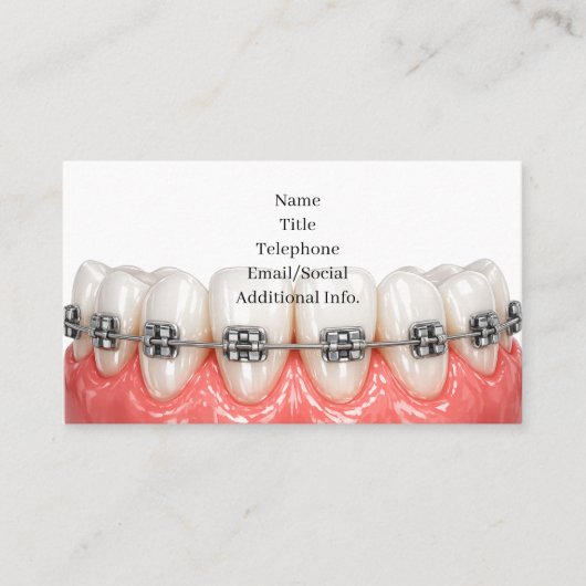 Teeth Braces Orthodontics Dentist Business Card 名刺 (正面)