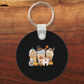 Teeth Coffee Fall Dental Pumpkin Latte Dentist Tha キーホルダー (正面)