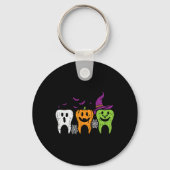 Teeth Ghost Pumpkin Witch Cute Dental Halloween De キーホルダー (正面)