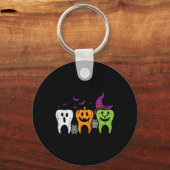Teeth Ghost Pumpkin Witch Cute Dental Halloween De キーホルダー (正面)