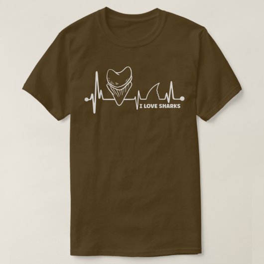 Teeth Heartbeat I Love Sharks Megalodon Tooth Hunt Tシャツ (デザイン正面)