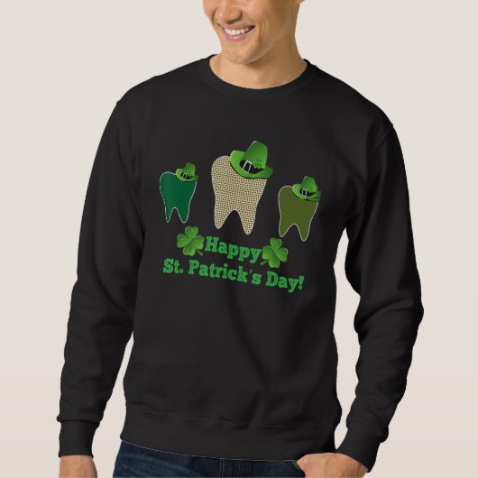 Teeth Leprechaun Hat Happy Saint Patrick's Day Den スウェットシャツ (正面)