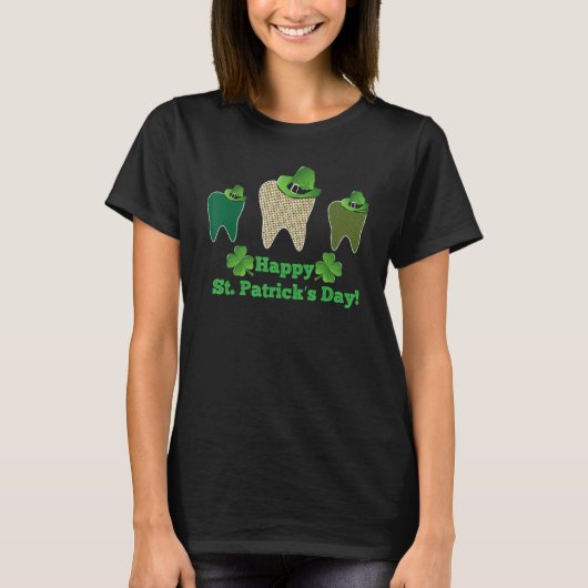 Teeth Leprechaun Hat Happy Saint Patrick's Day Den Tシャツ (正面)