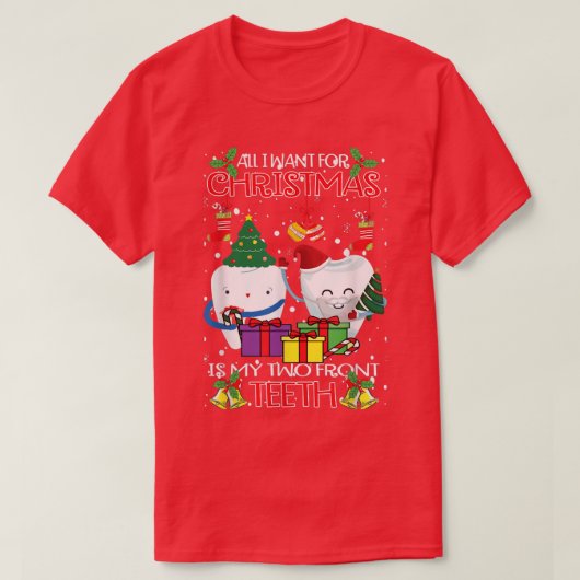 Teeth Santa Hat Ugly Christmas Sweater For Dental Tシャツ (デザイン正面)