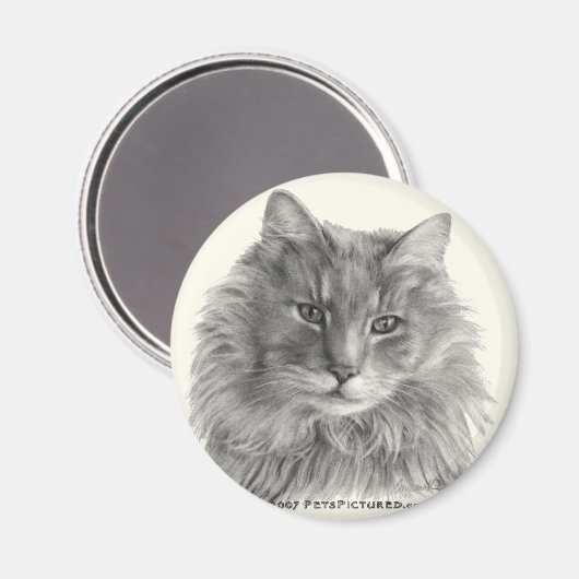 Tegee、Long-Fold Gray Cat マグネット (正面/裏面)