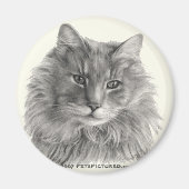 Tegee、Long-Fold Gray Cat マグネット (正面)