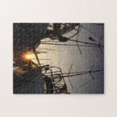 Tegenlicht bij 2 zeilboten in de haven. ジグソーパズル (横)