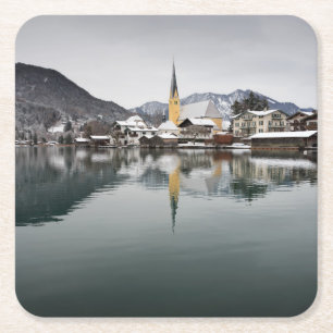 TegernseeのRottach-Egern、冬のババリア スクエアペーパーコースター