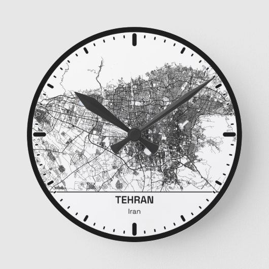 Tehran Clock City Line Art ラウンド壁時計 (正面)