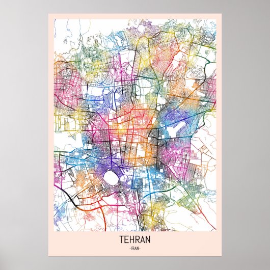 Tehran Iran City Map ポスター (正面)