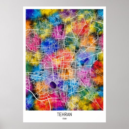 Tehran Iran City Map ポスター (正面)