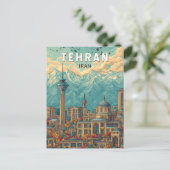 Tehran Iran Illustration Travel Art Vintage ポストカード (スタンド正面)