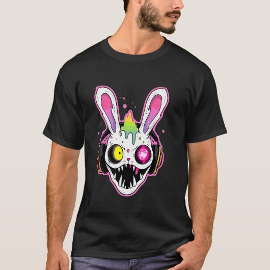 Tekk Drum and Bass DJ Rabbit トリップ(幻覚体験)のような EDM Ra Tシャツ (正面)