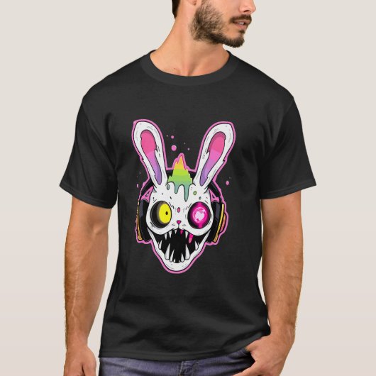 Tekk Drum and Bass DJ Rabbit トリップ(幻覚体験)のような EDM Ra Tシャツ (正面)