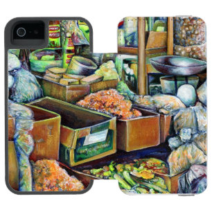 Tekka Center魅力的シンガポールの素晴らし約束 iPhone SE/5/5sウォレットケース