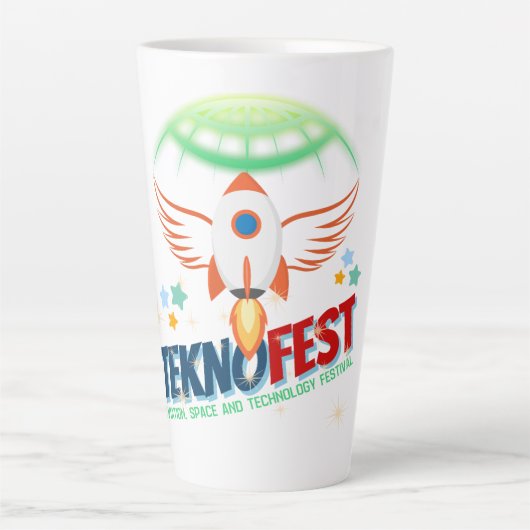TEKNOFEST ロケットデザイン - 航空とテクノロジー カフェラテマグ (正面)