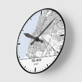 Tel-Aviv Clock City Line Art ラウンド壁時計 (傾斜)