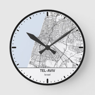 Tel-Aviv Clock City Line Art ラウンド壁時計