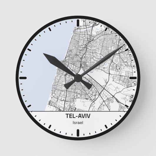 Tel-Aviv Clock City Line Art ラウンド壁時計 (正面)