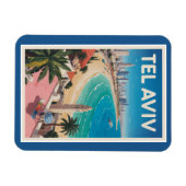 Tel Aviv Israel Illustration Travel Art Vintage マグネット (横)
