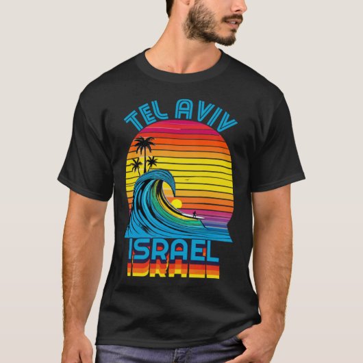 Tel Aviv Israel Retro Throwback Surf & Beach Souve Tシャツ (正面)
