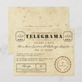 Telegrama do Vintage Agende a Data 招待状 (正面/裏面)