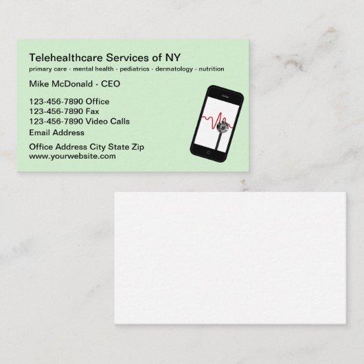 Telehealthcare Services Mobile Medical 名刺 (正面/裏面)