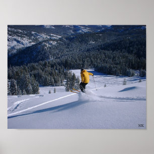 Telemark Skiierは飛行を取ります ポスター