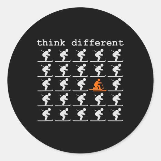 Telemark Skiing Free Your Heel - Think Different S ラウンドシール (正面)